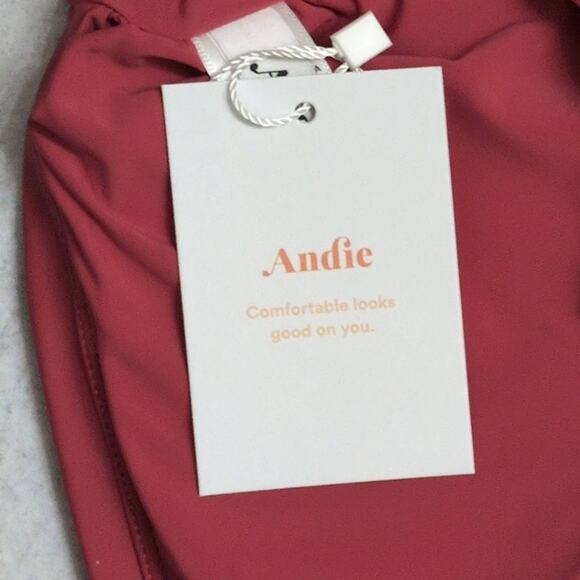 NWT Andie The Hydra Top Russet (Dark Red) Ruffled Neckline Bikini Swimwear M - Picture 7 of 8
